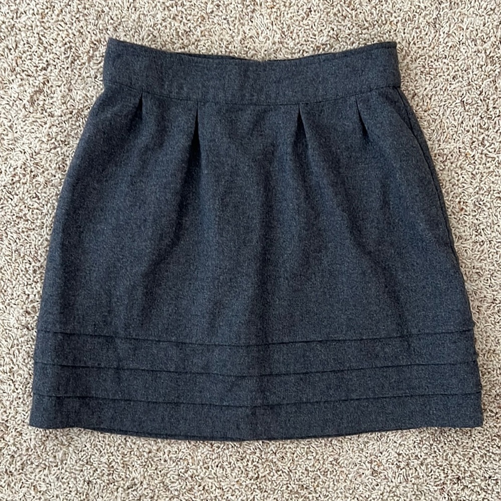 Anthropologie Tulle Gray Wool Blend Mini Skirt (S)